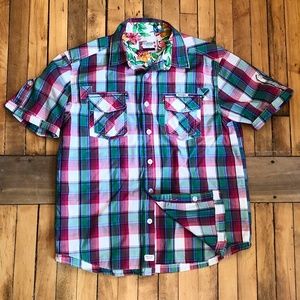 Parish Nation Plaid Button Down Men Lg